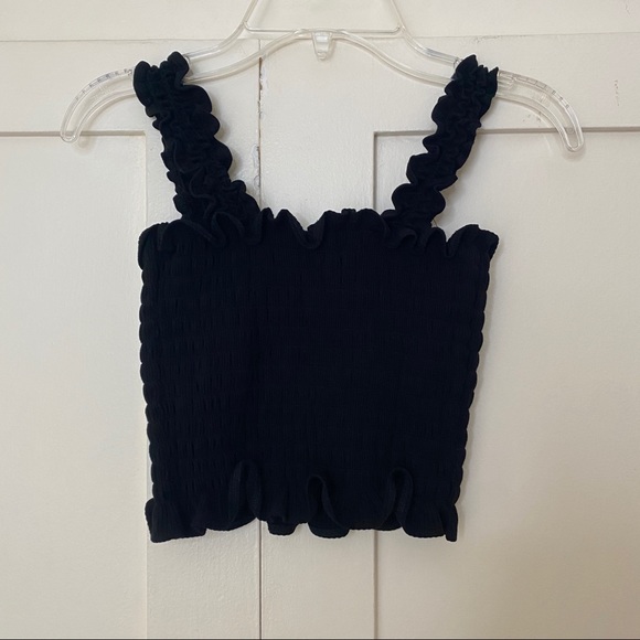 Reformation Leonore Smocked Black Crop Top Small - Picture 5 of 6